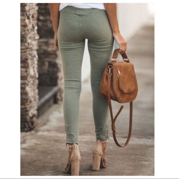 Olive green moto leggings - Picture 8 of 8